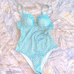 Victoria’s Secret Swim Sexy Tee Push-up One Piece Aqua Swim Suit‎ NEW XL